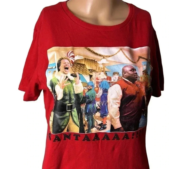 ELF  The movie,T shirt,women Large .Red,santaaaa!!!Will Ferrel Christmas T shirt - Picture 10 of 12